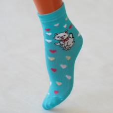 Детские носки с рисунком - кошка с сердечками K-L010